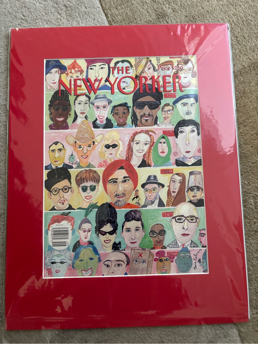 The New Yorker Cover Art Print in Red Mat